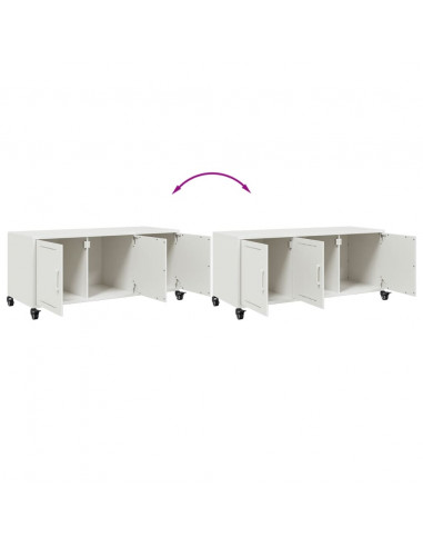 Mobile TV Bianco 100,5x39x43,5 cm in Acciaio Laminato a Freddo