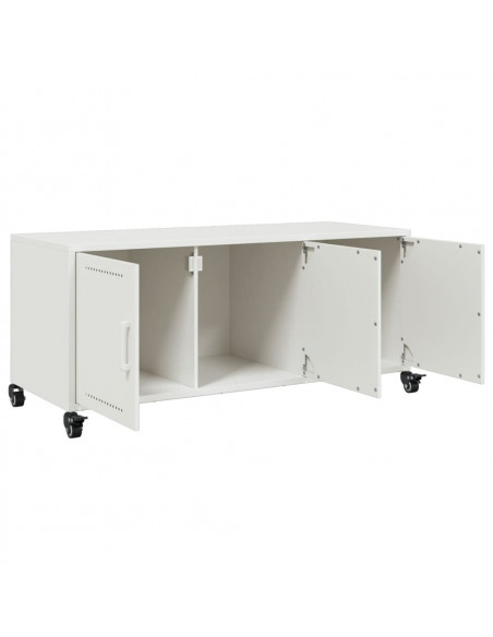 Mobile TV Bianco 100,5x39x43,5 cm in Acciaio Laminato a Freddo