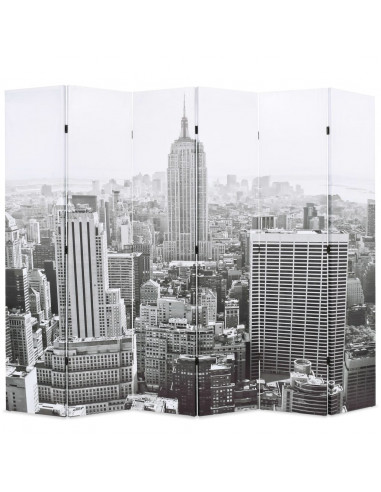 Paravento Pieghevole 228x170 cm Stampa New York Bianco e Nero