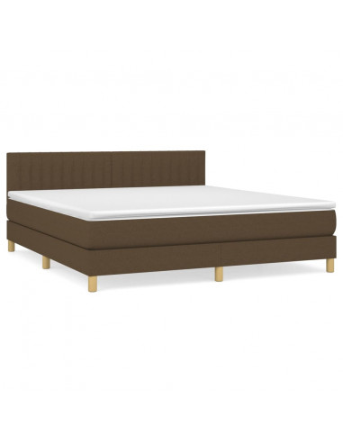 Giroletto a Molle con Materasso Marrone Scuro 180x200cm Tessuto