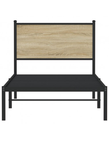 Giroletto con Testiera in Metallo Rovere Sonoma 90x200 cm