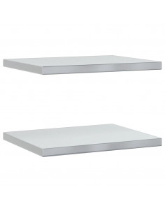 Mensole a Muro 2 pz 50x40x3 cm Argento in Acciaio Inossidabile 2