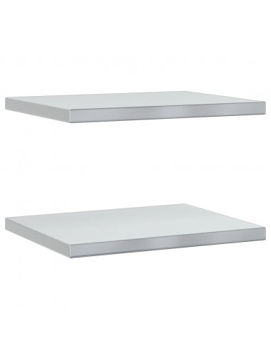 Mensole a Muro 2 pz 50x40x3 cm Argento in Acciaio Inossidabile