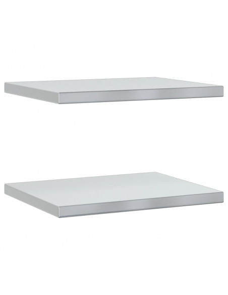 Mensole a Muro 2 pz 50x40x3 cm Argento in Acciaio Inossidabile