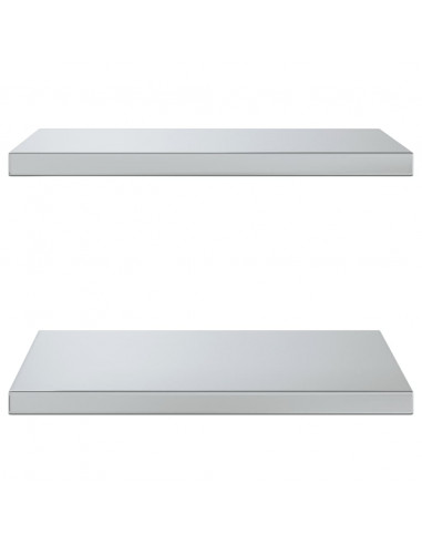Mensole a Muro 2 pz 50x40x3 cm Argento in Acciaio Inossidabile