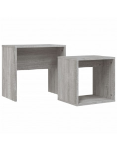 Tavolini Salotto Impilabili 2pz Grigio Sonoma Legno Multistrato 2