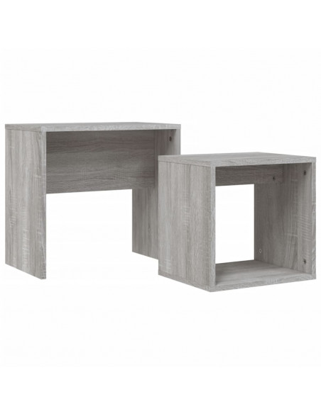 Tavolini Salotto Impilabili 2pz Grigio Sonoma Legno Multistrato