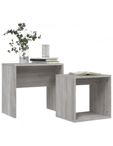 Tavolini Salotto Impilabili 2pz Grigio Sonoma Legno Multistrato