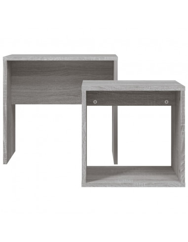 Tavolini Salotto Impilabili 2pz Grigio Sonoma Legno Multistrato