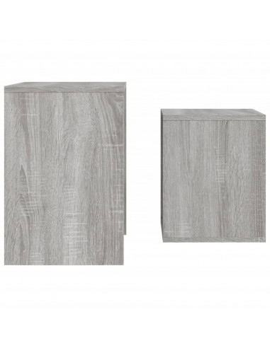 Tavolini Salotto Impilabili 2pz Grigio Sonoma Legno Multistrato