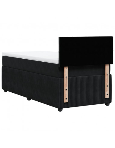 Giroletto a Molle con Materasso Nero 80x200 cm in Velluto