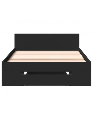 Giroletto con Cassetto Nero 90x200 cm in Legno Multistrato