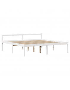 Letto Anziani con Testiera Bianco 180x200cm Legno Massello Pino 2
