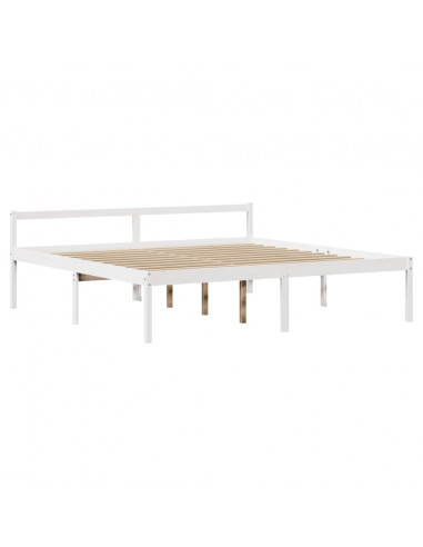 Letto Anziani con Testiera Bianco 180x200cm Legno Massello Pino