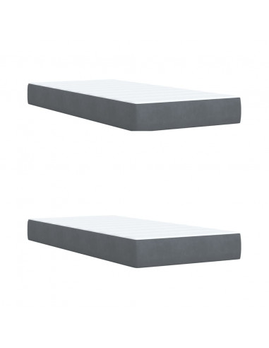 Giroletto a Molle con Materasso Grigio Scuro 200x200 cm Velluto