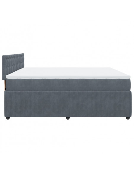 Giroletto a Molle con Materasso Grigio Scuro 200x200 cm Velluto