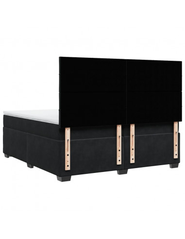 Giroletto a Molle con Materasso Nero 200x200 cm in Velluto