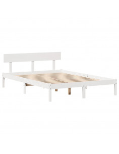 Letto senza Materasso Bianco 140x190 cm Legno Massello di Pino 2