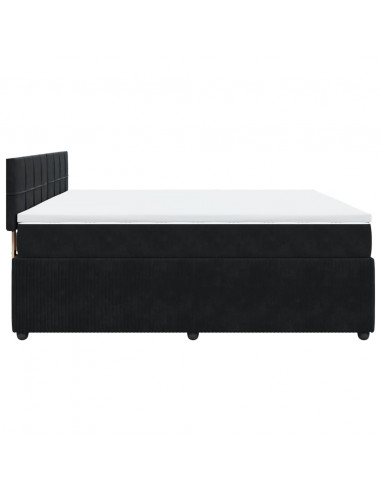 Giroletto a Molle con Materasso Nero 200x200 cm in Velluto