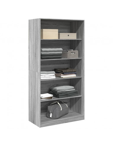 Armadio Grigio Sonoma 100x50x200 cm in Legno Multistrato