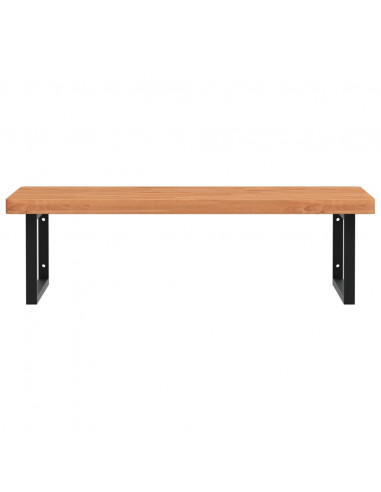 Ripiano a Parete per Lavabo in Acciaio e Massello di Faggio