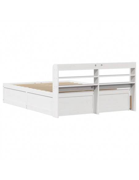 Giroletto con Testiera Bianco 120x200 cm Legno Massello di Pino