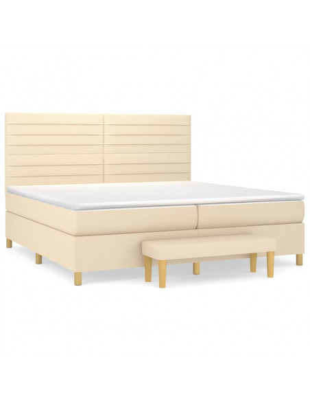 Giroletto a Molle con Materasso Crema 200x200 cm in Tessuto