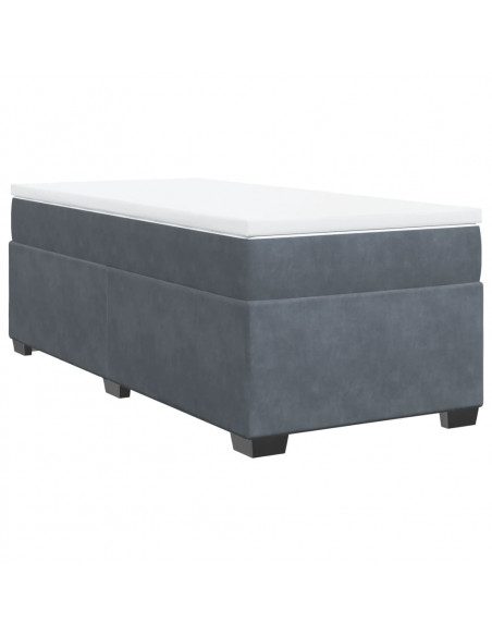 Giroletto a Molle con Materasso Grigio Scuro 90x200 cm Velluto