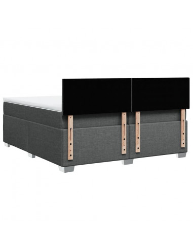 Giroletto a Molle con Materasso Grigio Scuro 200x200 cm Tessuto