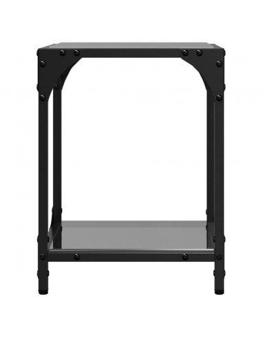 Tavolini da Salotto con Piano Vetro Nero 2pz 30x30x40cm Acciaio