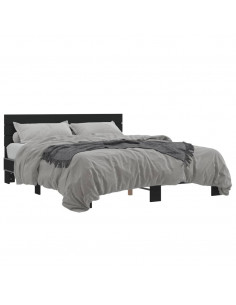 Giroletto Nero 160x200 cm in Legno Multistrato e Metallo 2