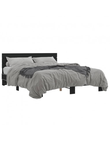 Giroletto Nero 160x200 cm in Legno Multistrato e Metallo