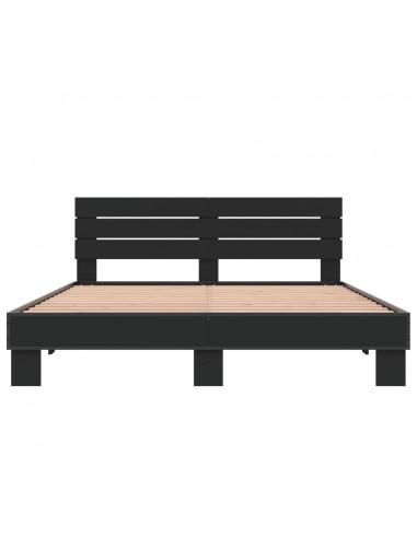 Giroletto Nero 160x200 cm in Legno Multistrato e Metallo