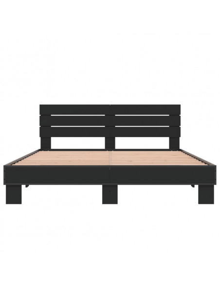 Giroletto Nero 160x200 cm in Legno Multistrato e Metallo
