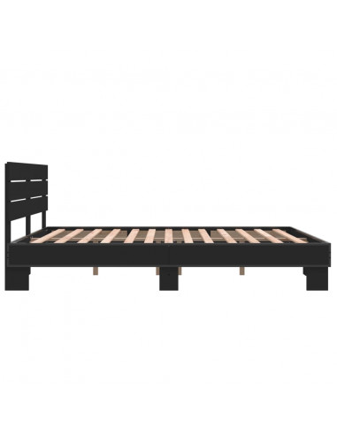 Giroletto Nero 160x200 cm in Legno Multistrato e Metallo