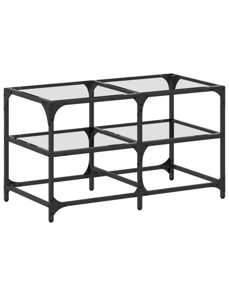 Tavolini con Piano Vetro Trasparente 2 pz 78,5x40x45 cm Acciaio