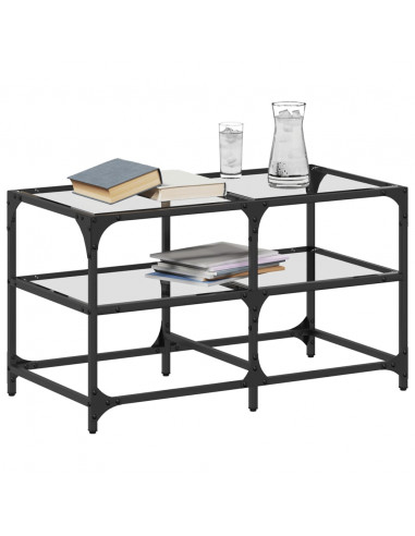 Tavolini con Piano Vetro Trasparente 2 pz 78,5x40x45 cm Acciaio