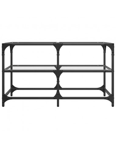 Tavolini con Piano Vetro Trasparente 2 pz 78,5x40x45 cm Acciaio