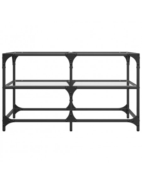 Tavolini con Piano Vetro Trasparente 2 pz 78,5x40x45 cm Acciaio