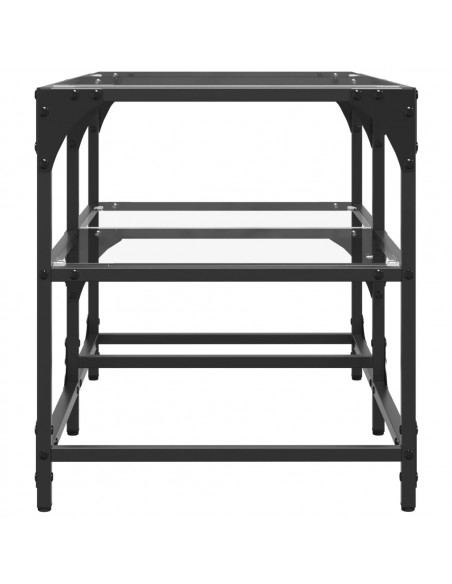 Tavolini con Piano Vetro Trasparente 2 pz 78,5x40x45 cm Acciaio