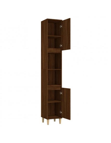 Armadietto Bagno Rovere Marrone 30x30x190cm Legno Multistrato