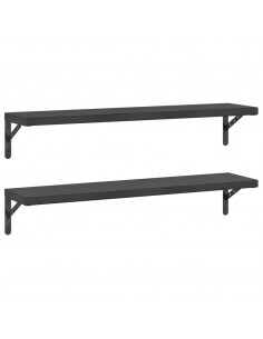 Mensole a Muro 2 pz 100x23,5 cm Nero in Acciaio Inossidabile 2