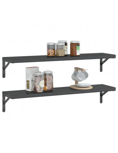 Mensole a Muro 2 pz 100x23,5 cm Nero in Acciaio Inossidabile