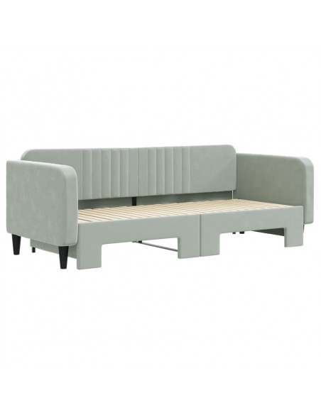 Divano Letto con Letto Estraibile Grigio Chiaro 90x200 Velluto