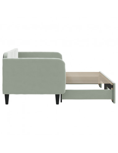 Divano Letto con Letto Estraibile Grigio Chiaro 90x200 Velluto