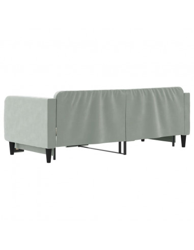 Divano Letto con Letto Estraibile Grigio Chiaro 90x200 Velluto