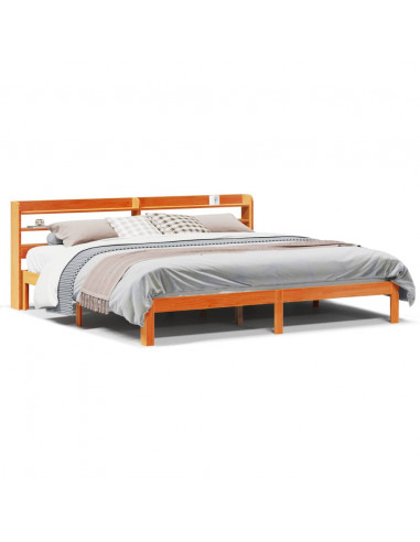 Letto senza Materasso Marrone Cera 180x200 cm in Legno di Pino