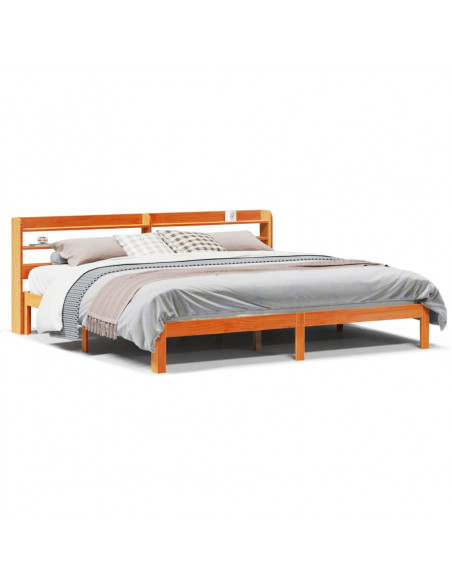 Letto senza Materasso Marrone Cera 180x200 cm in Legno di Pino