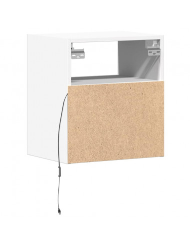 Mobili TV a Parete con Luci LED 2pz Bianchi 40x30x40 cm