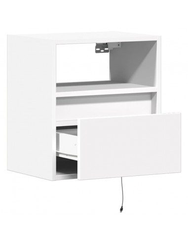 Mobili TV a Parete con Luci LED 2pz Bianchi 40x30x40 cm